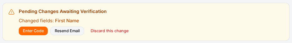 Sensitive changes are confirmed by email before they take effect.