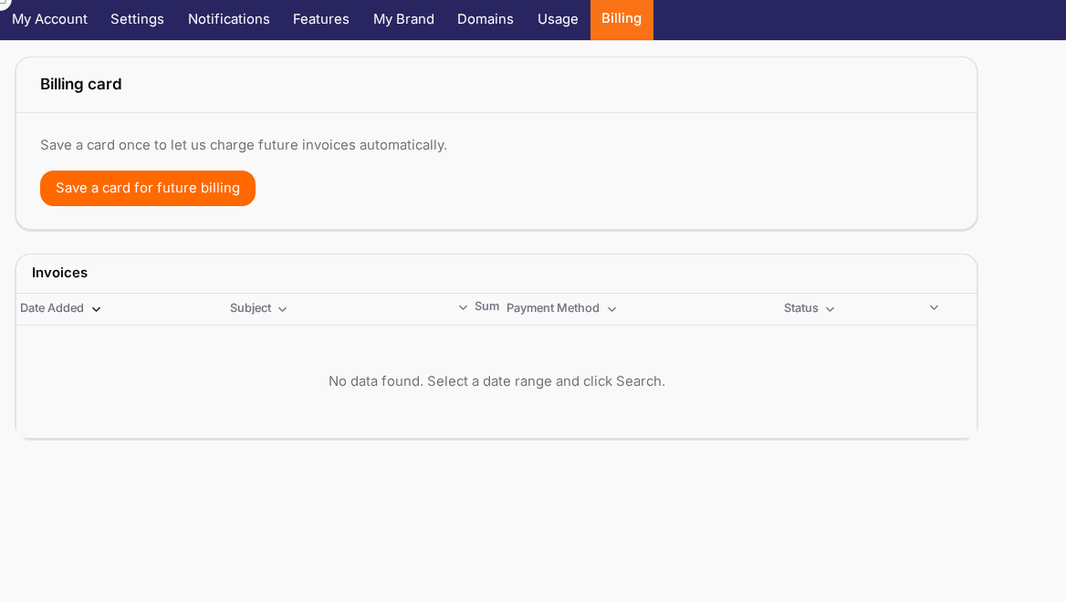 Your plan terms, balance, and downloadable invoice history.