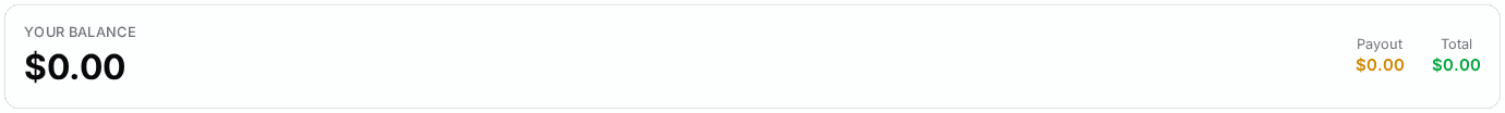 Your balance at a glance: available now, pending payment, and total earned.