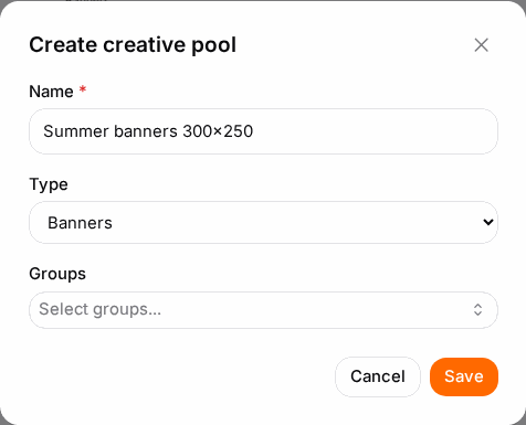 Name the pool and pick its type.