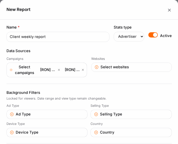 Name the report and choose its campaigns.