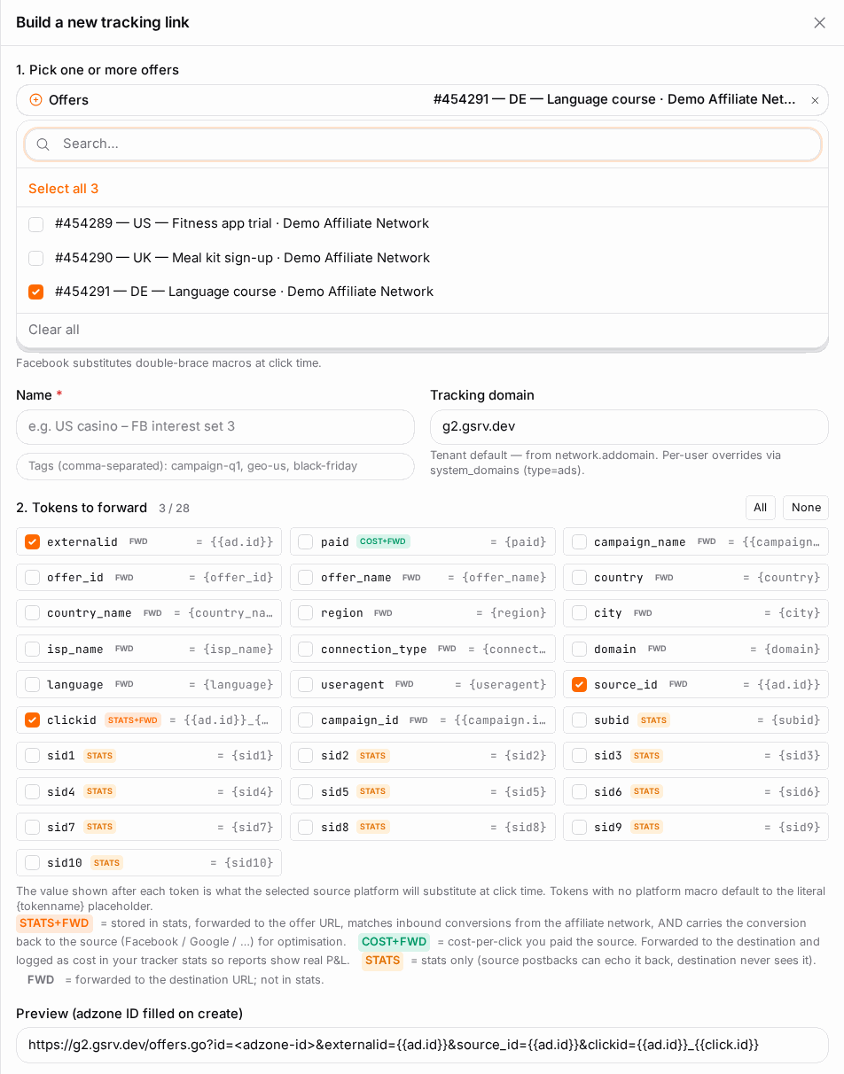 The tracking-link builder.