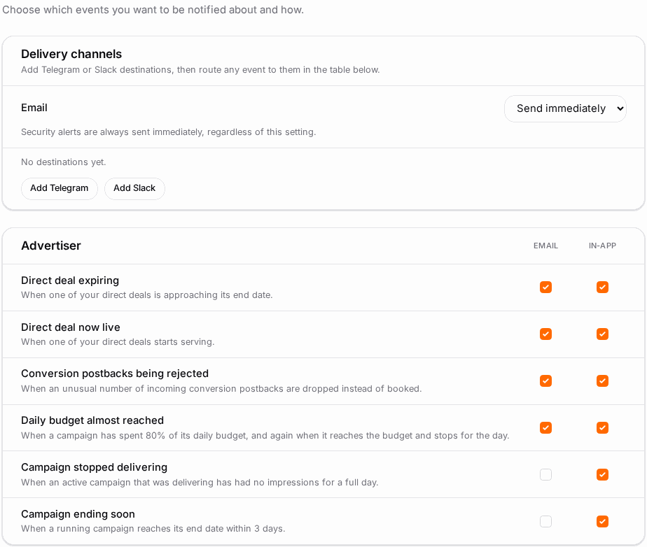 One row per event, one column per channel.